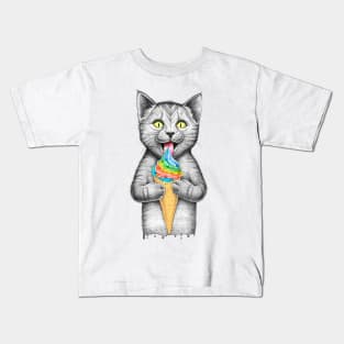 Сat with ice cream Kids T-Shirt